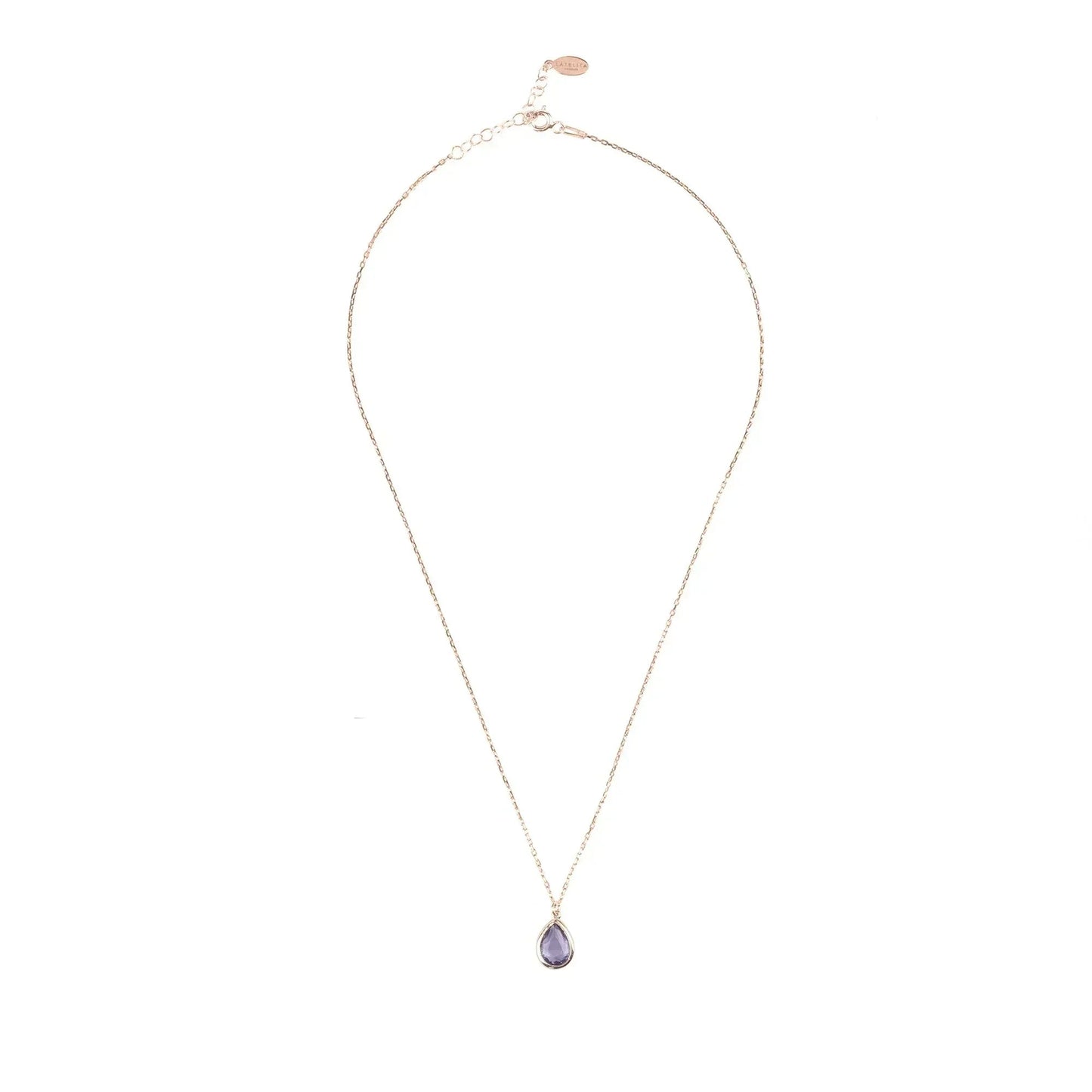 Pisa Mini Teardrop Necklace Rosegold Amethyst