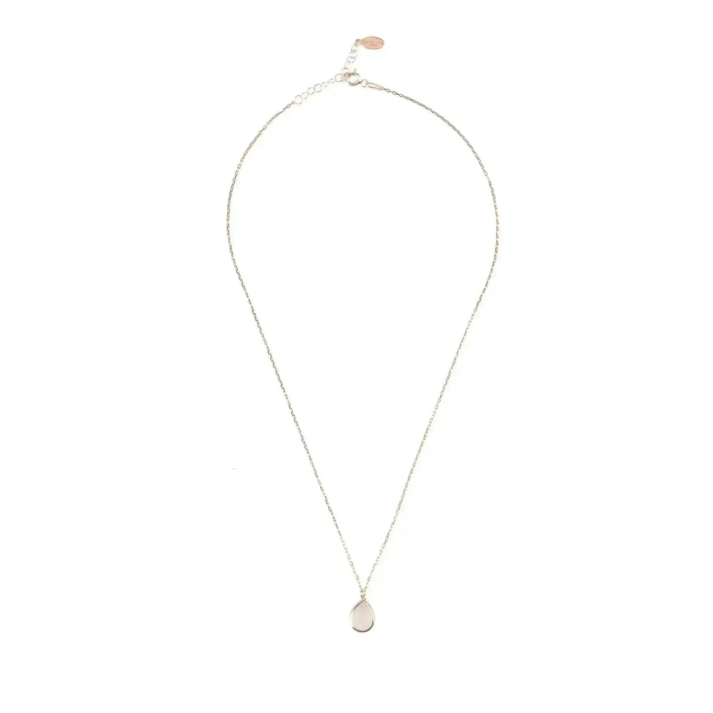 Pisa Mini Teardrop Necklace Rosegold Rose Quartz