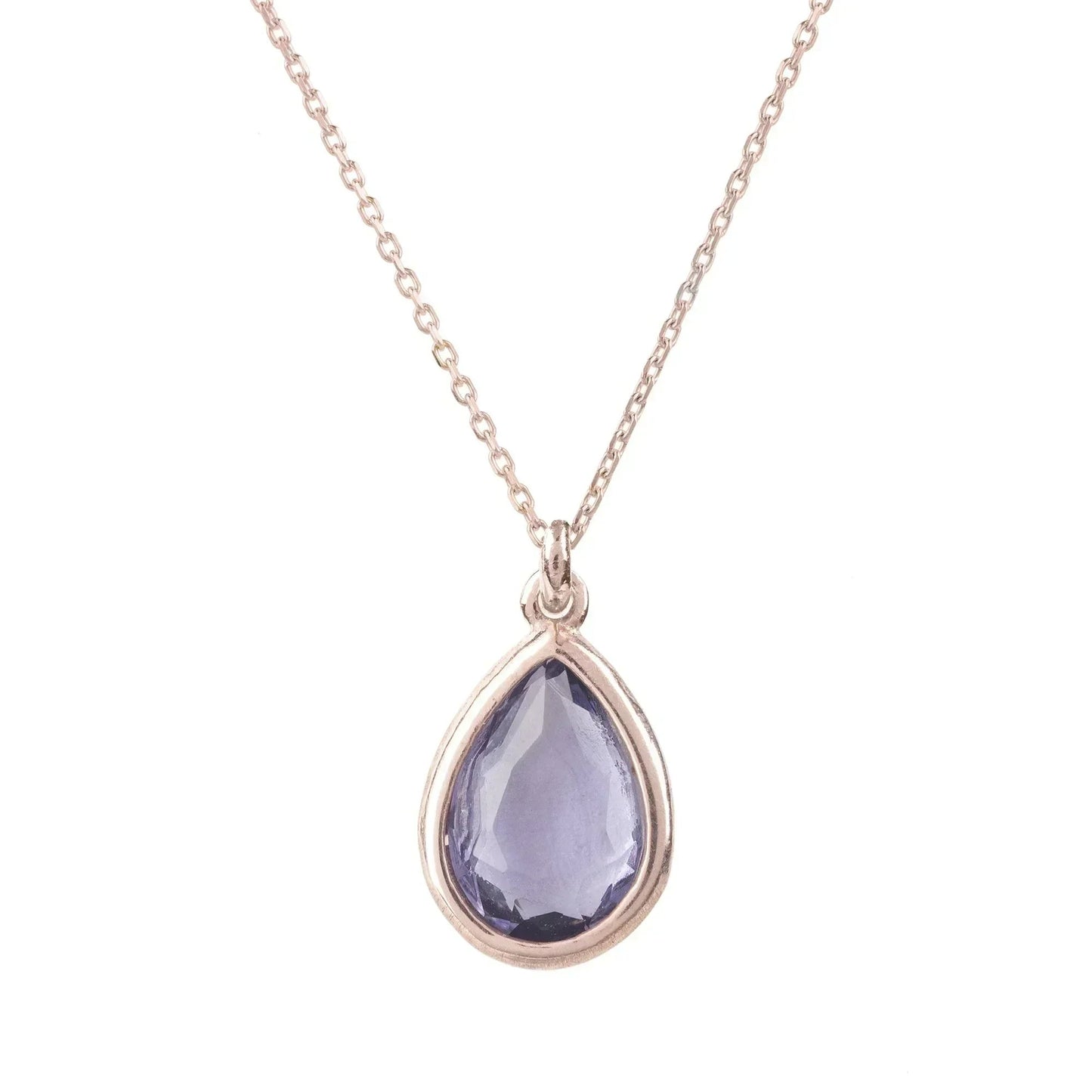 Pisa Mini Teardrop Necklace Rosegold Amethyst