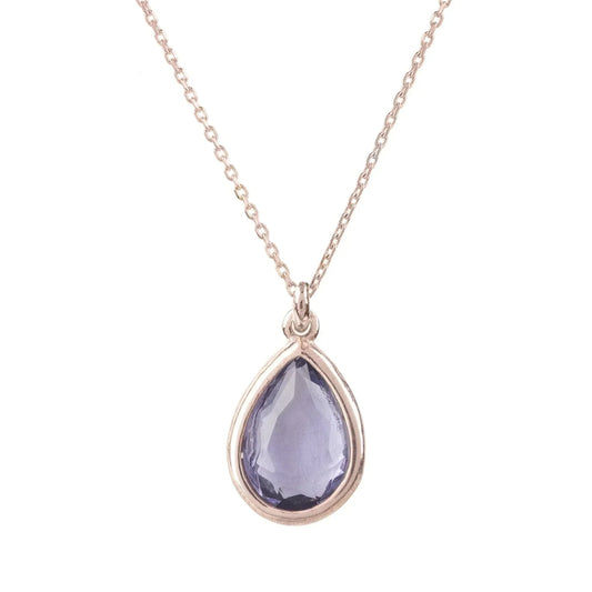 Pisa Mini Teardrop Necklace Rosegold Amethyst