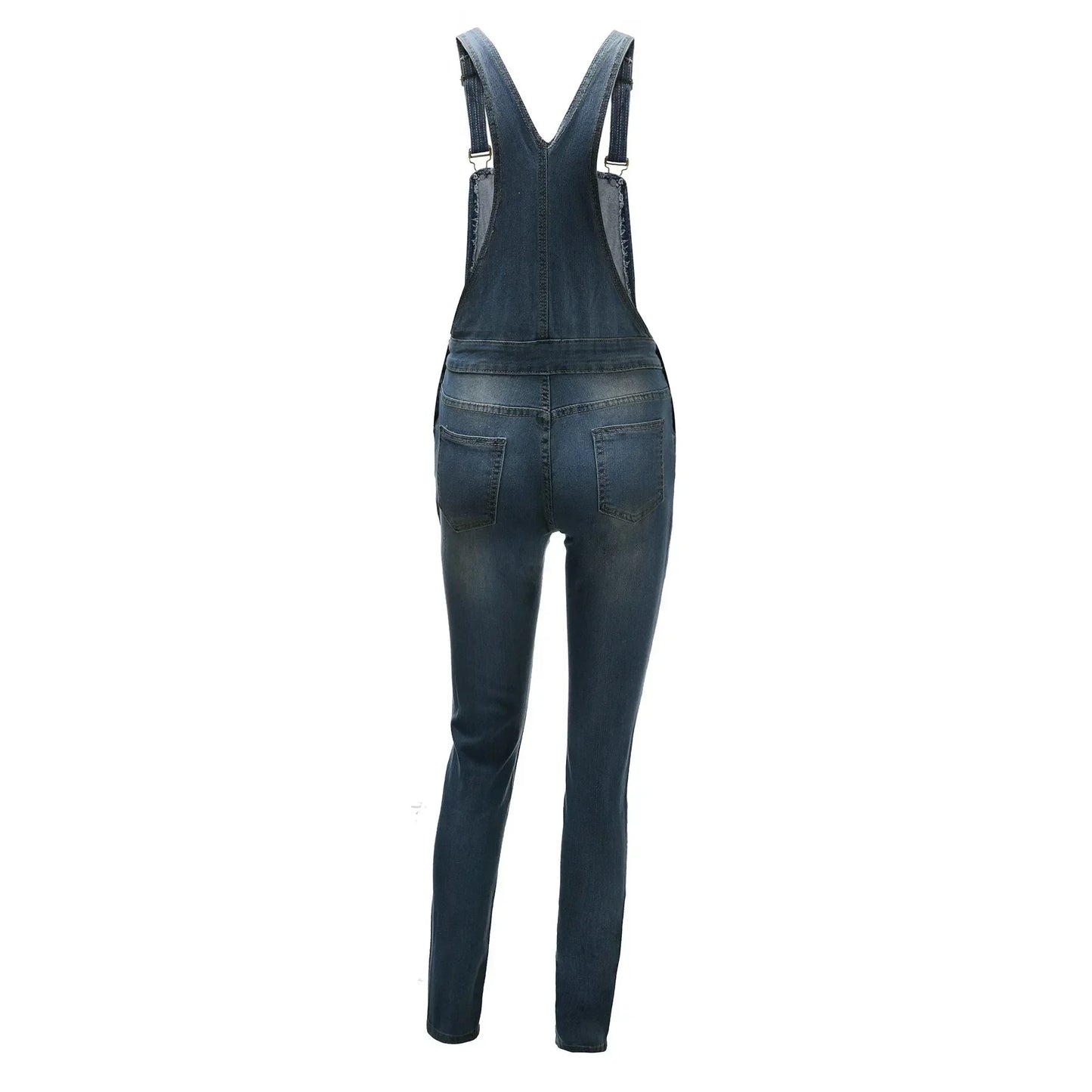Salopette en jean pour femme, combinaison, pantalon crayon, effet usé, trous, poches, style Jenas, taille moyenne, coupe slim 