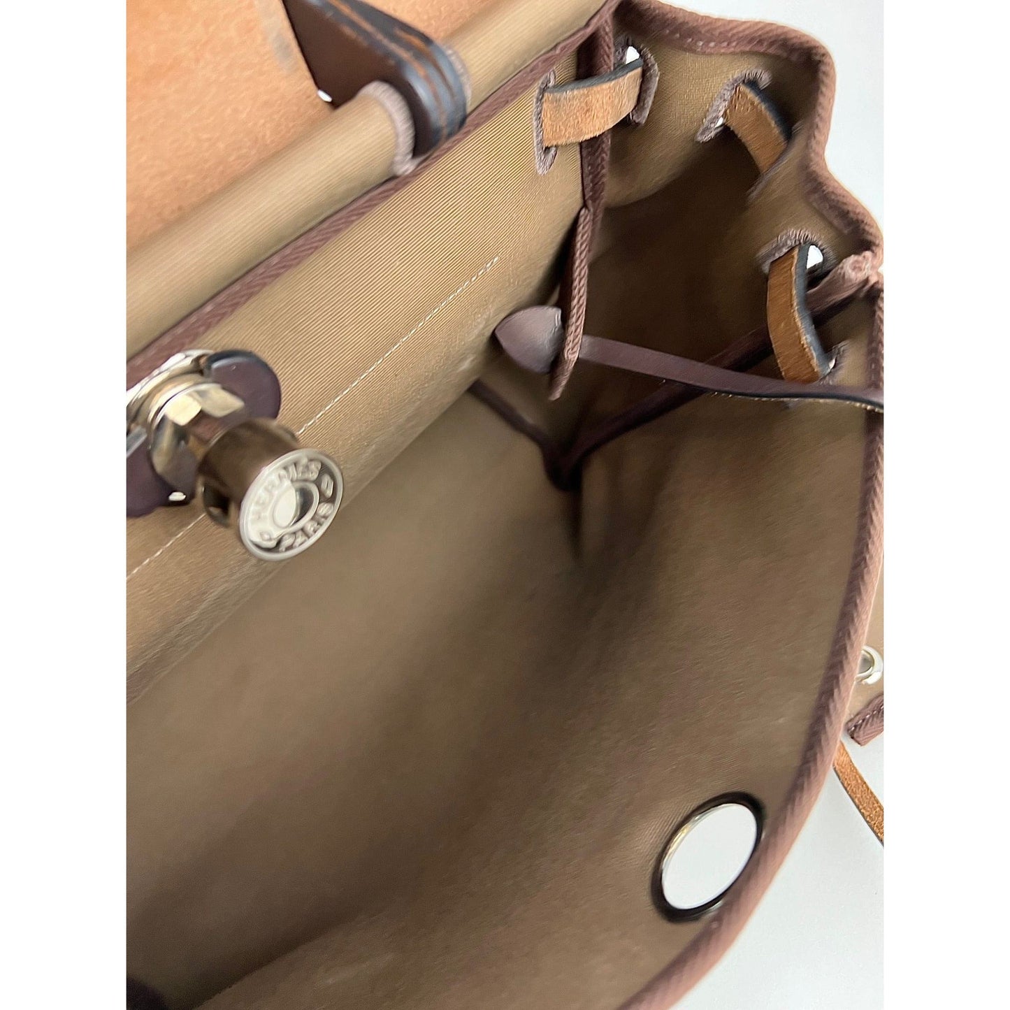 Hermes Toile Vache Hunter Herbag zip 31 PM Etoupe Ebene Shoulder Bag