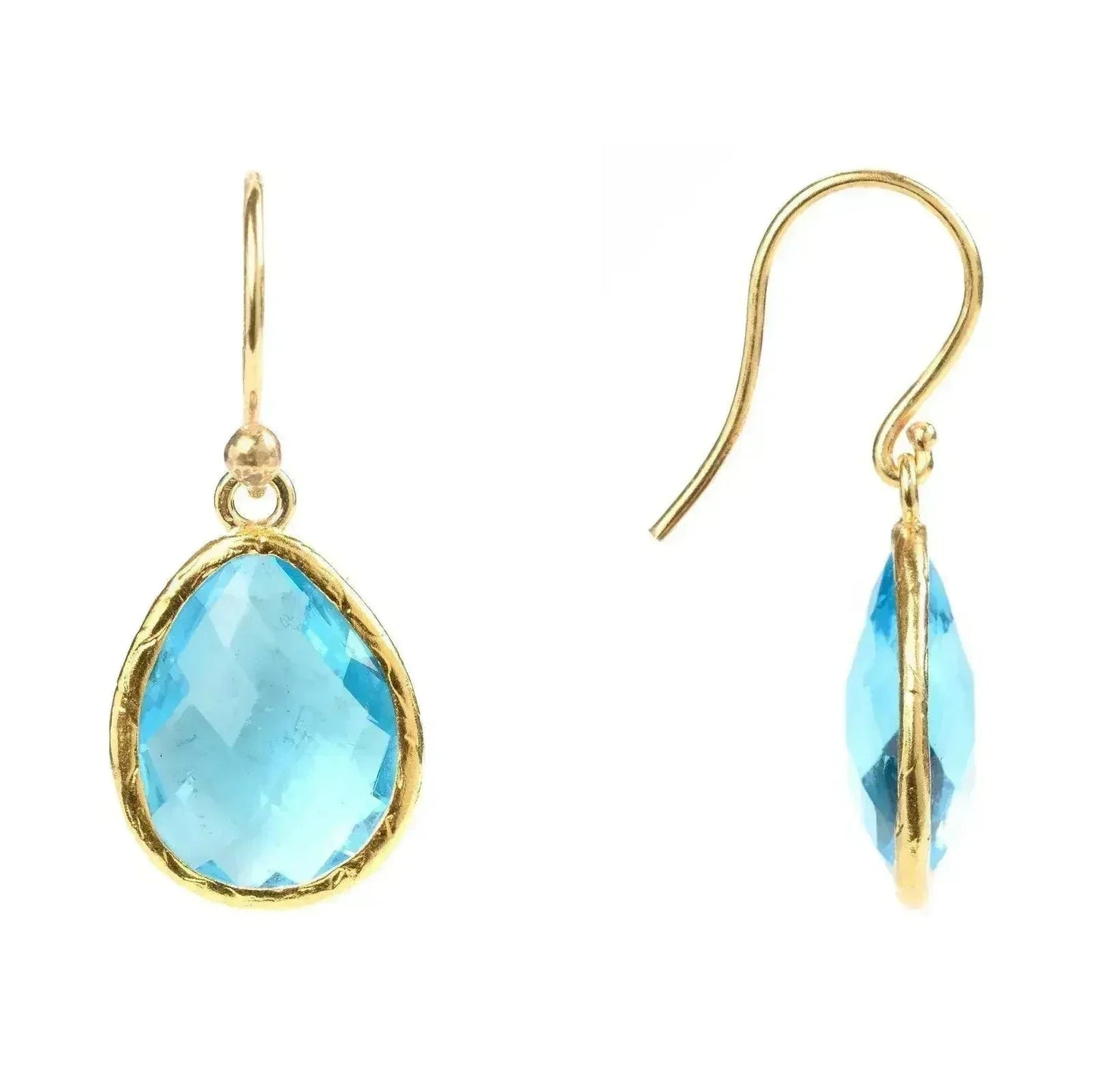 Petite Blue Topaz Drop Earrings | Hydro Gold Everyday Elegance - Femstylo