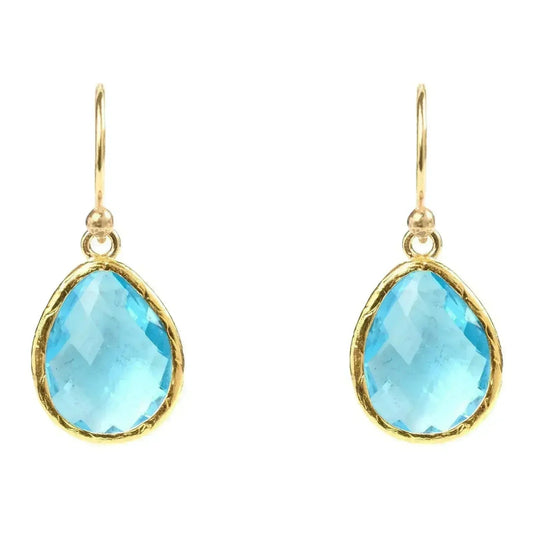 Petite Blue Topaz Drop Earrings | Hydro Gold Everyday Elegance - Femstylo