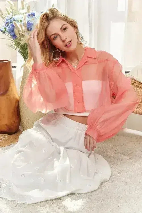ADORA See Through Crop Shirt