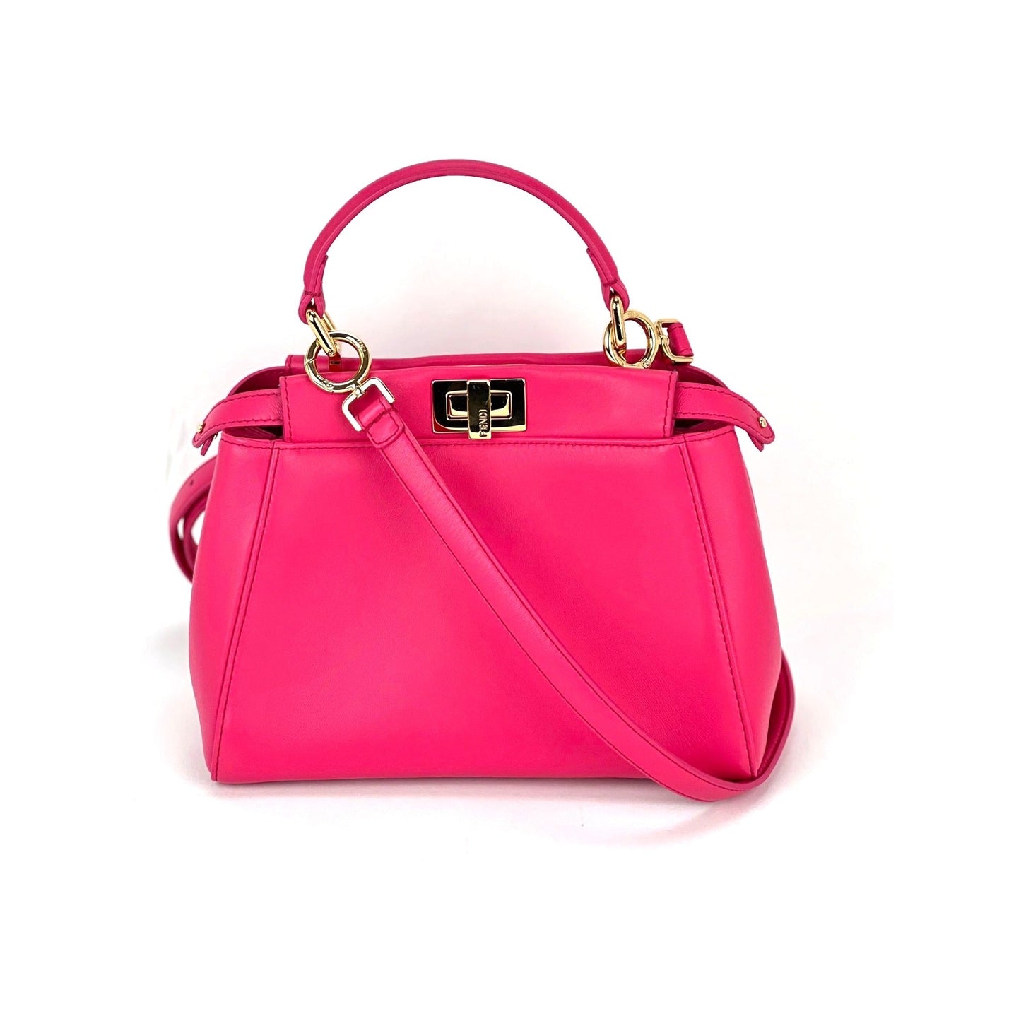 Fendi Mini Peekaboo Pink Leather Hand Shoulder Bag
