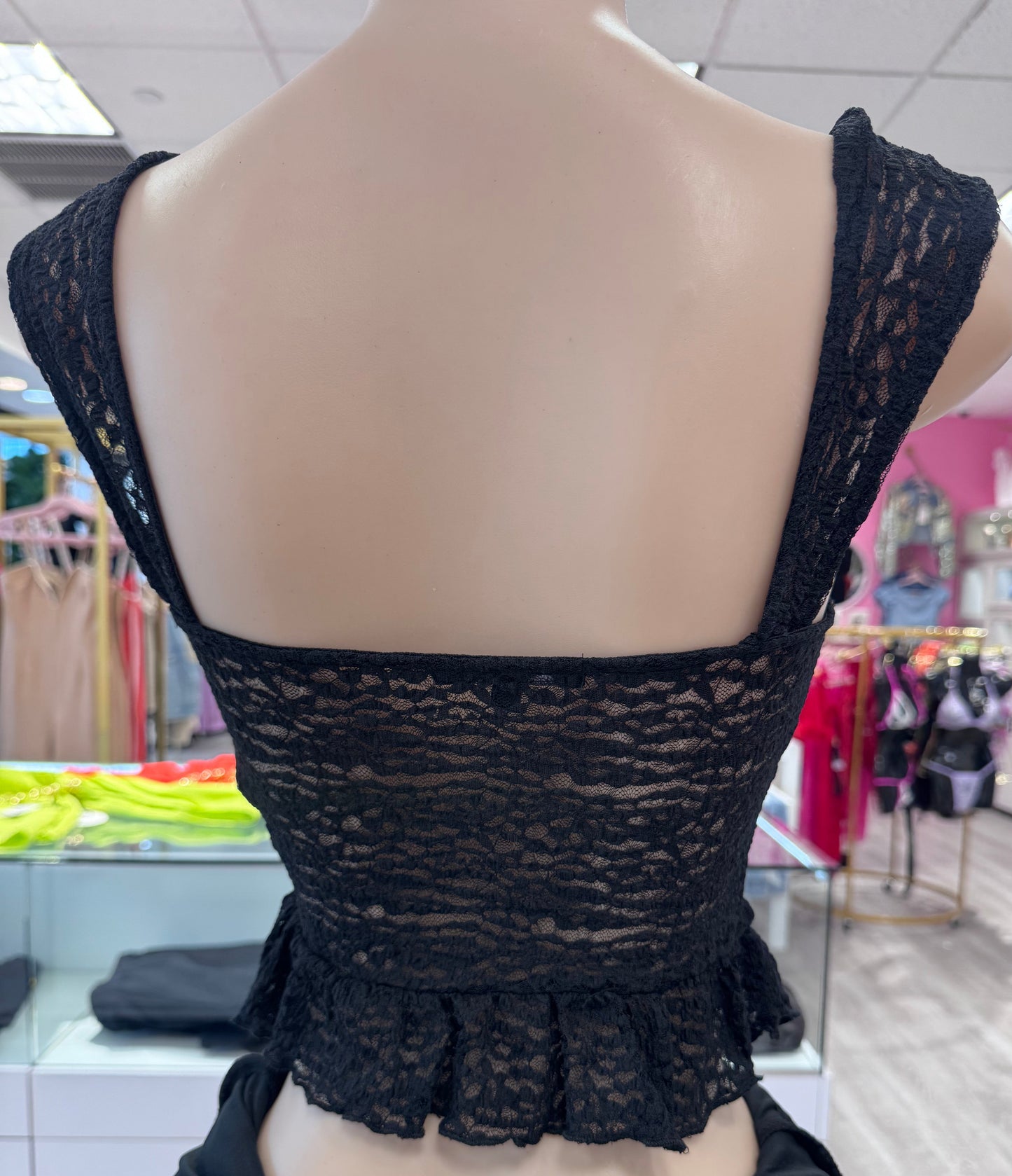 Kerrie Lace Ruffled Trim Crop Top