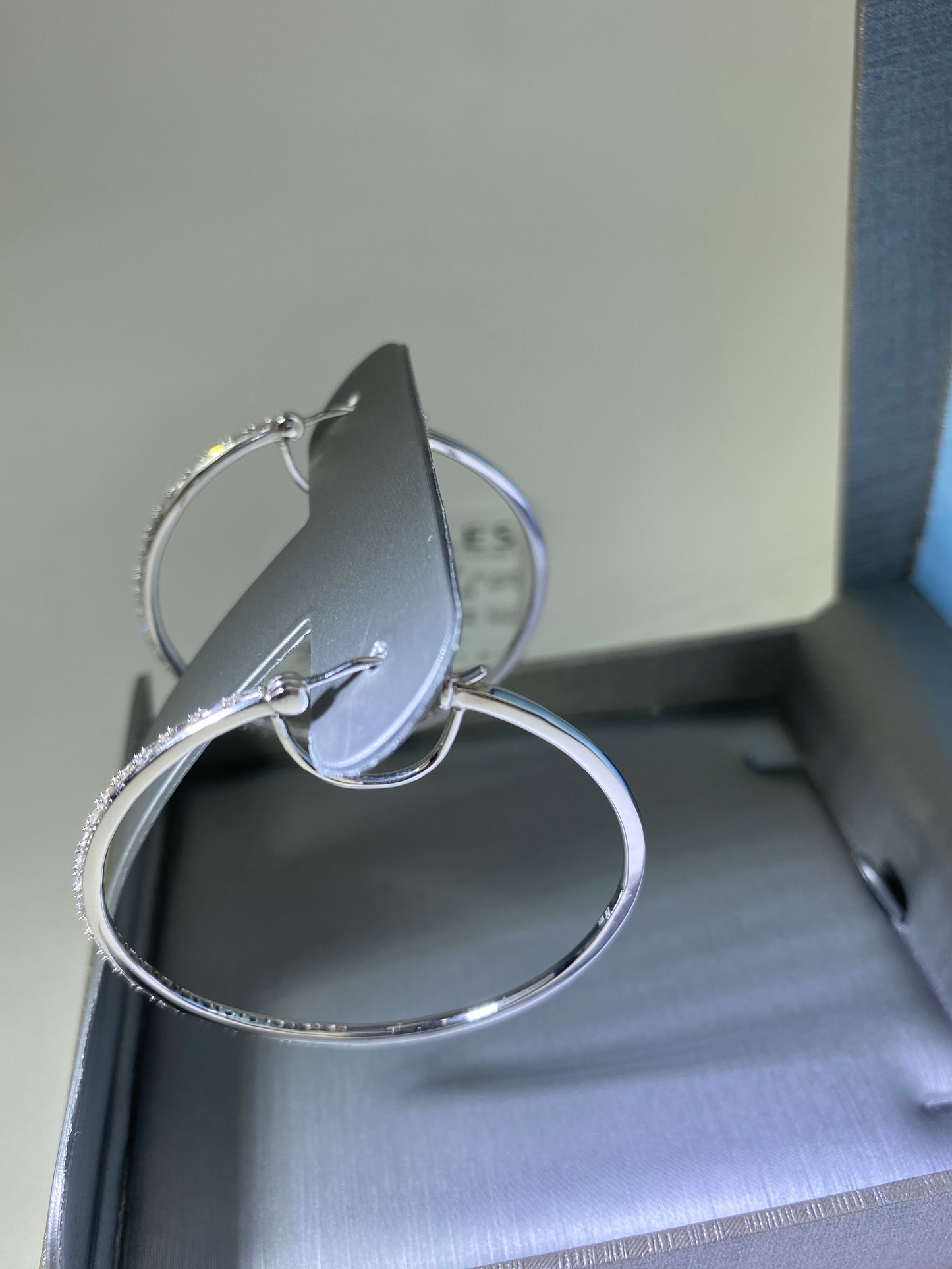 Zales 1/2 CT. T.W. Baguette and Round Diamond Alternating Hoop Earrings in 10K White Gold New