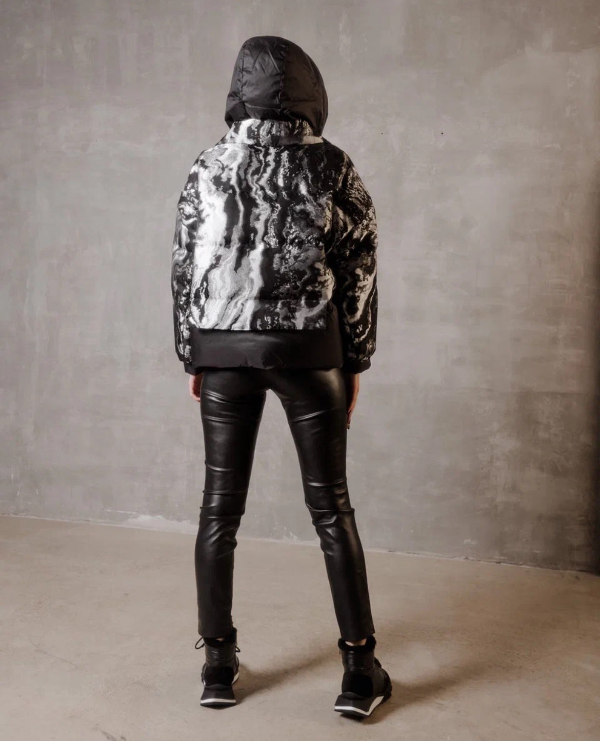 Marble Jacquard Down Fill Coat