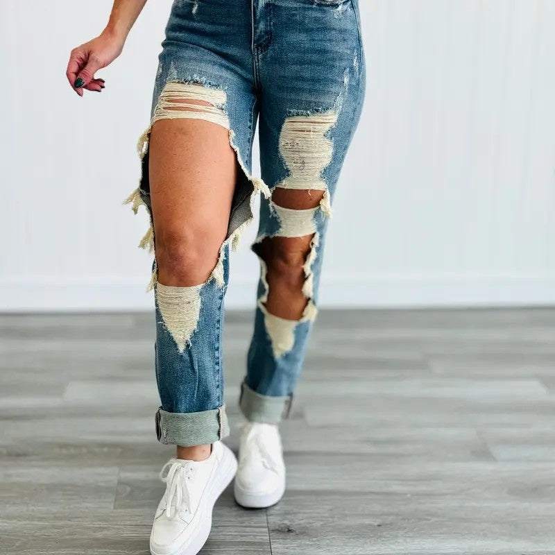Women's High-Waist Jeans, Straight-Leg