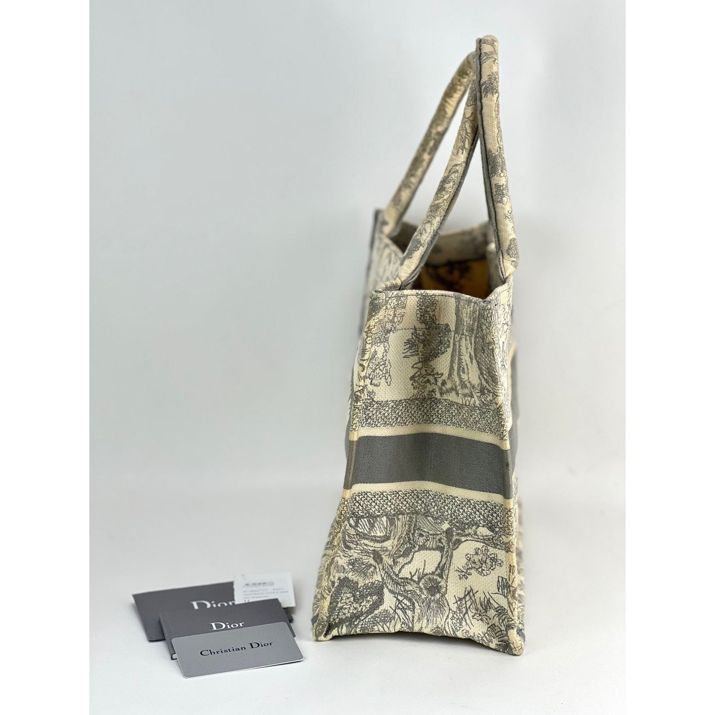 CHRISTIAN DIOR Medium Dior Book Gray Embroidery Tote