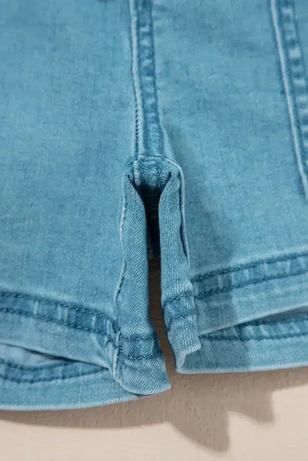 Beau Blue Drawstring Elastic Waist Denim Shorts