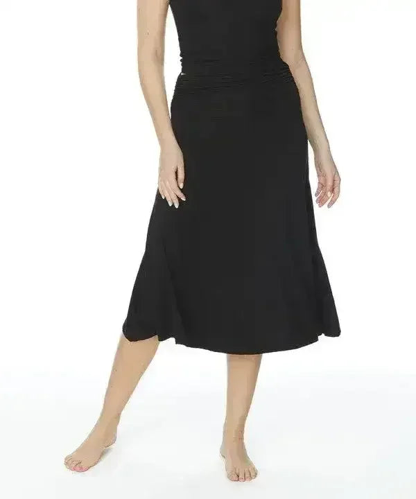 Bamboo Flared Skirt – Organic Mid-Length with Shirring