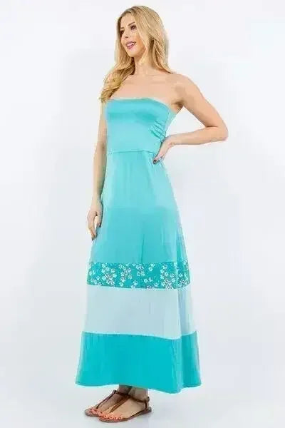 Plus Size Color Block Maxi Dress – Striking Tube Top Design | Femstylo