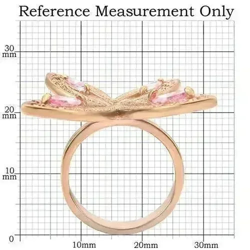 0W381 - Rose Gold Brass Ring with AAA Grade CZ  in Rose