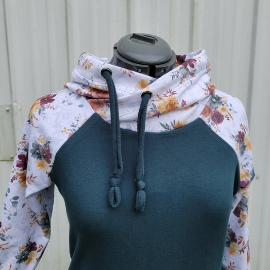 Women's Blue Fall Floral Hoodie