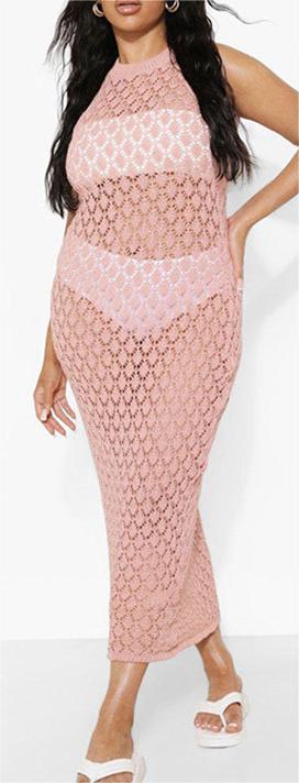 Vest-Style Knitted Dress Sexy Hollow Out Cutout Beach Dress Seaside Vacation Bikini Jacket Swimsuit Sun Protection Clothing
