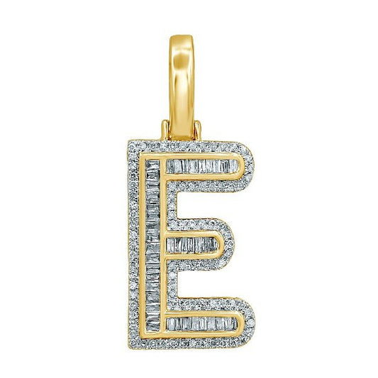 10K 0.47CT DIAMOND ALPHABET "INITIAL E" PENDANT