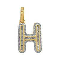 10K YELLOW GOLD 0.53CT DIAMOND ALPHABET "INITIAL H" PENDANT