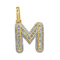 10K 0.70CT DIAMOND ALPHABET "INITIAL M" PENDANT