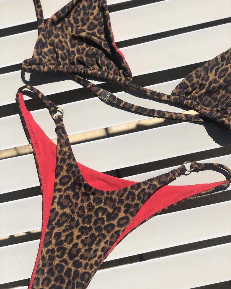 Three-Point Bikini Sexy Leopard Print Swimsuit Special Suit