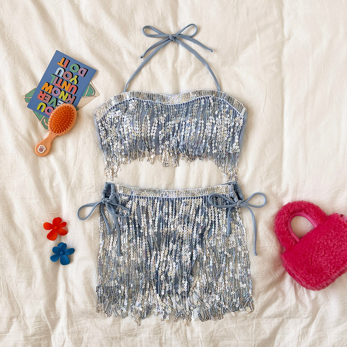 Sequined Tube Top Swimsuit for Women Bikini Sexy Bikini Swimsuit