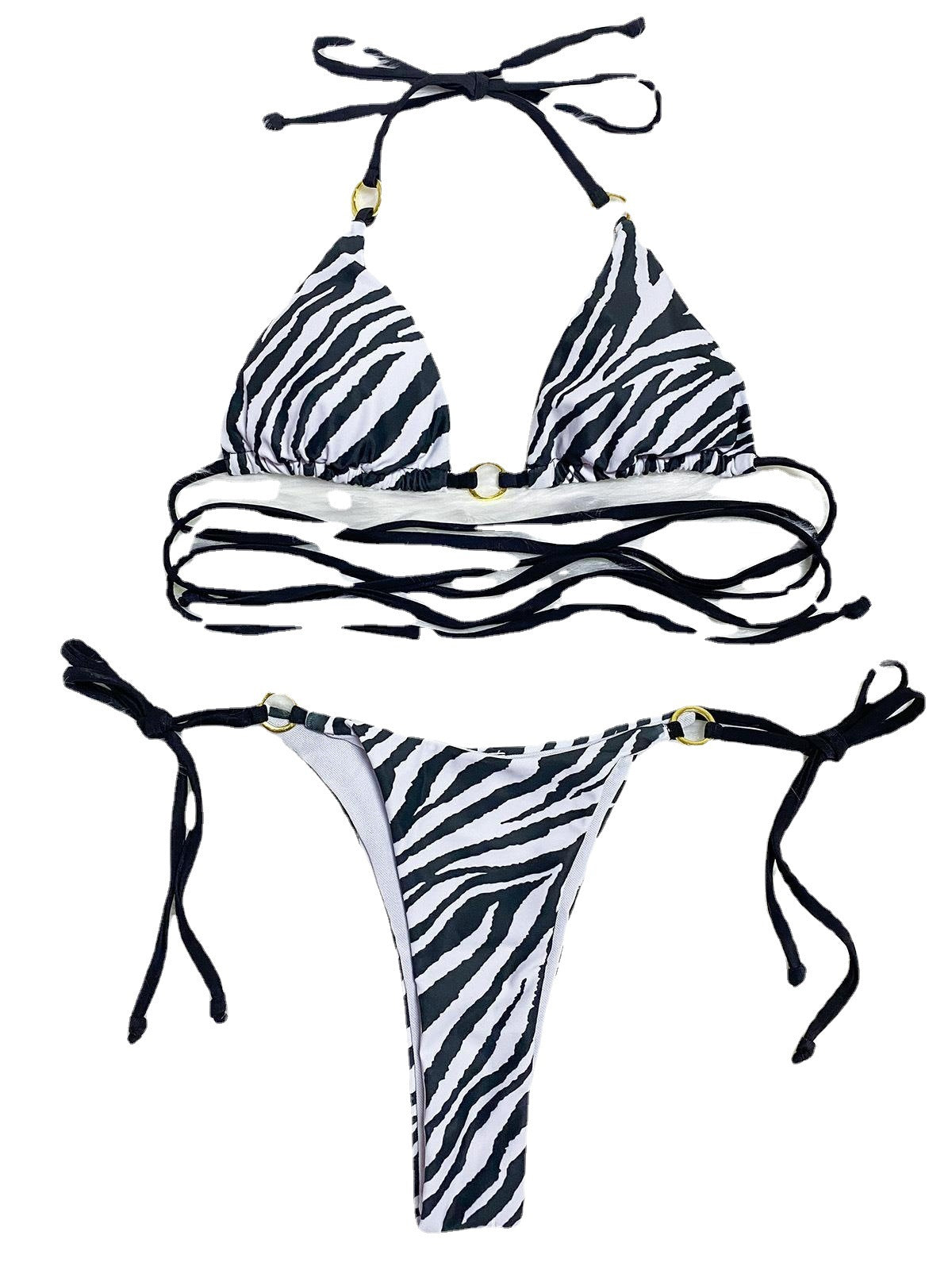 Triangle Bikini Split Swimsuit Women Sexy V neck Gathered Retail