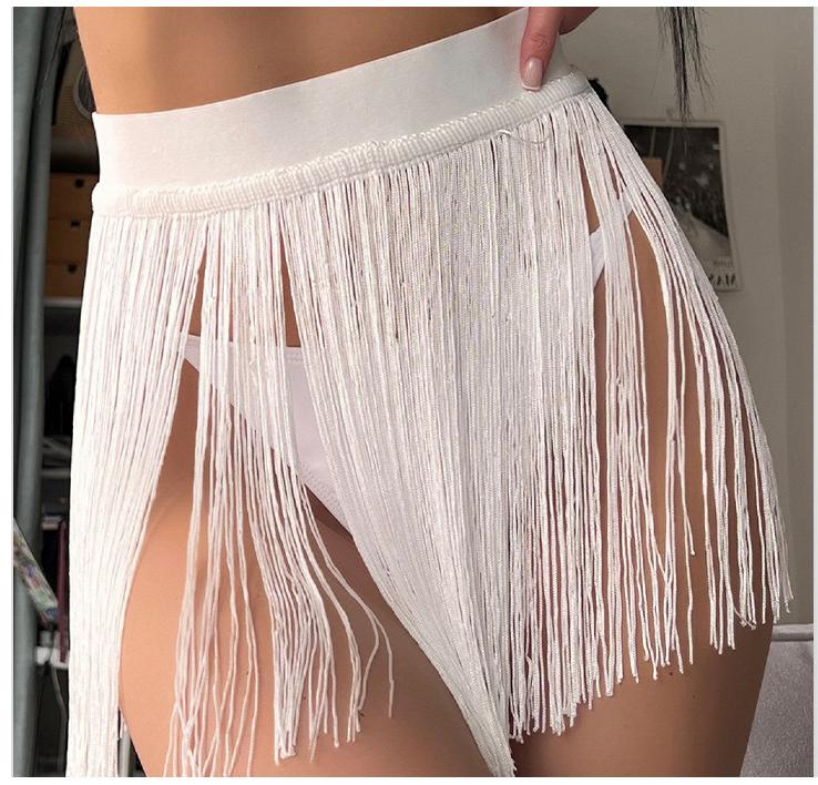 Beach Tassel Little Short Dress Bikini Beach Vacation Swimsuit Half Length Overskirt Women