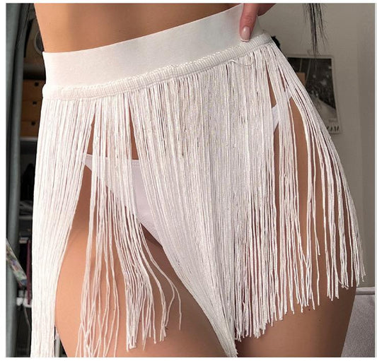 Beach Tassel Little Short Dress Bikini Beach Vacation Swimsuit Half Length Overskirt Women