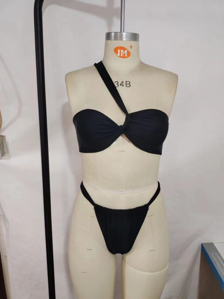 Solid Color Split Swimsuit Women Swimsuit Top Sexy Bikini