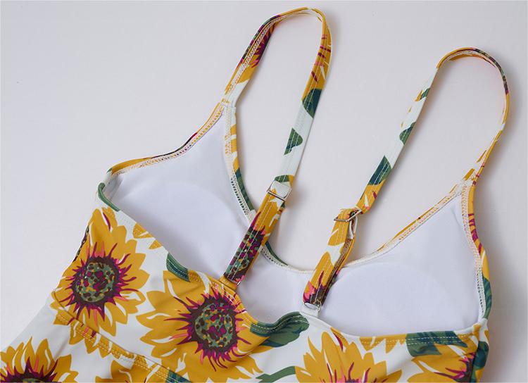 Women Split Printed Tangini Tankini Sexy High Waist Swimsuit