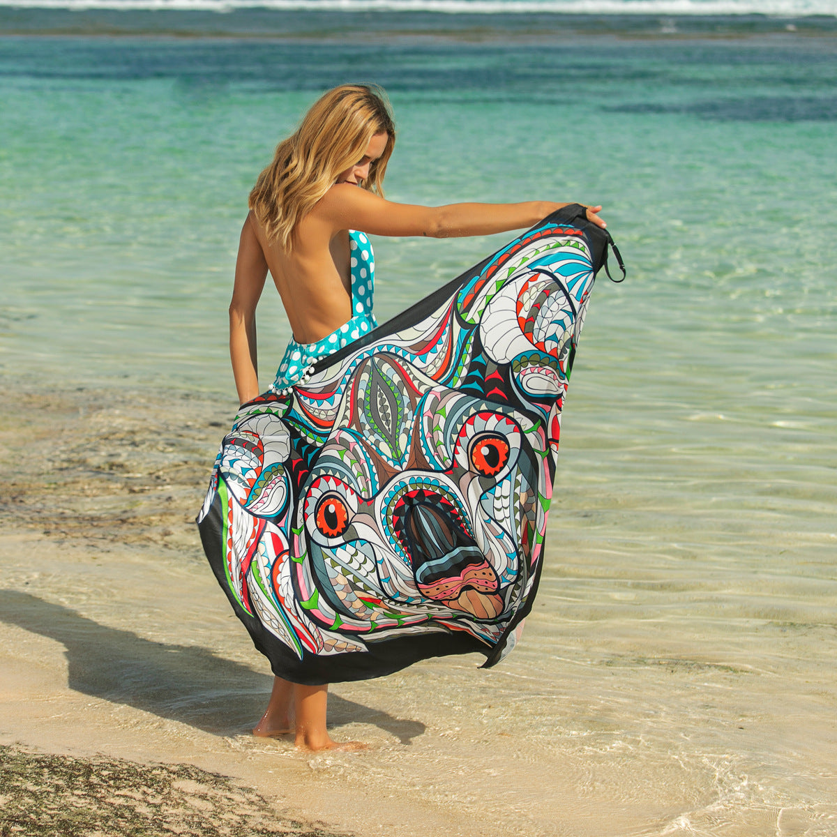 Animal Print Shawl Skirt Anti DDoS Skirt Swimsuit Outer Lining Cross Wear Irregular Asymmetric Suspender Skirt