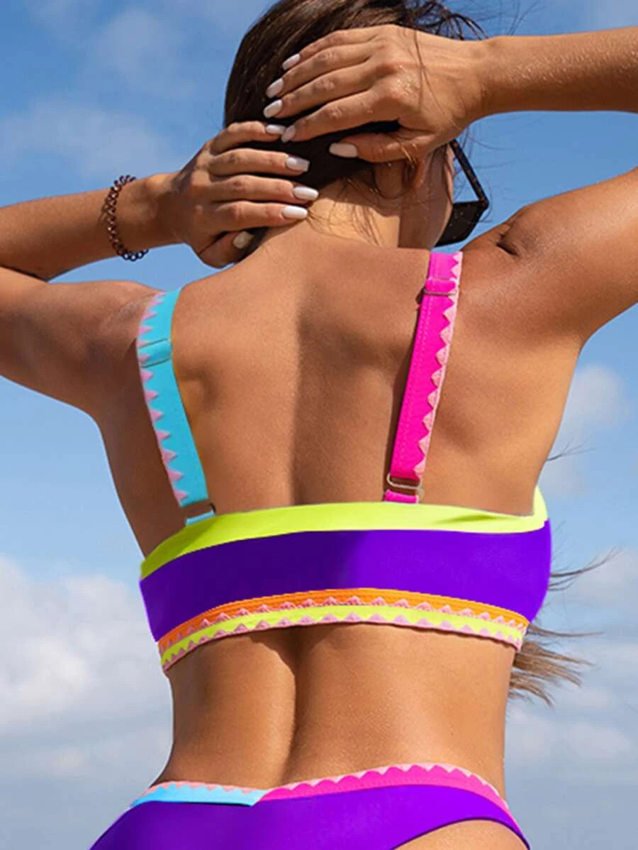 Bikinx Colorblock Contrast Binding Bikini Top