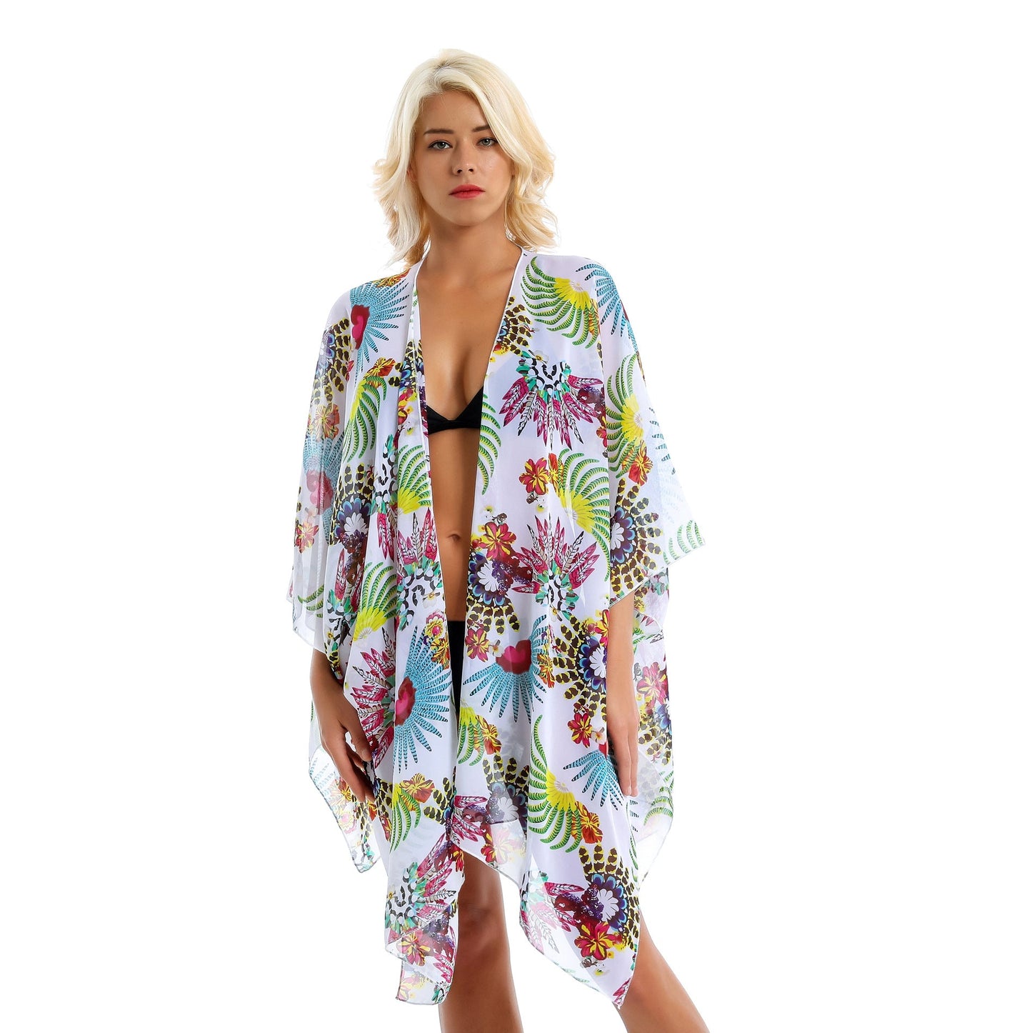Bohemian Plant Printed Sunscreen Cardigan Beach Cover Up