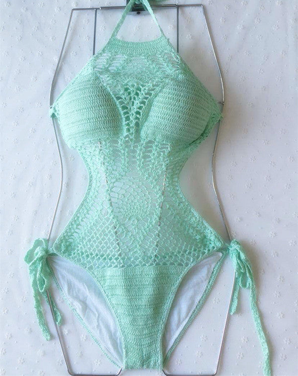 Handmade Hollow Out Cutout Knitted Swimsuit Women Brand One Piece Swimsuit Women Swimwear