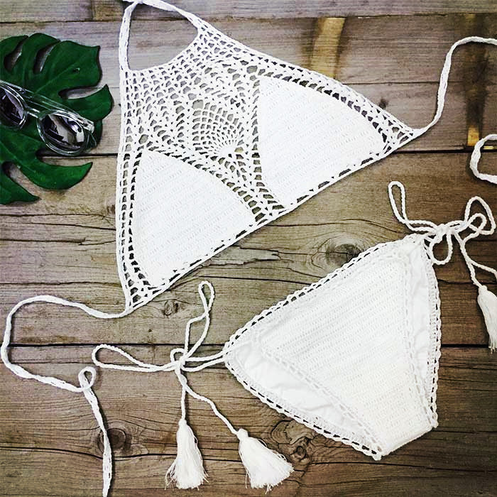 Triangle Tassel Bikini Crocheted Swimwear Sexy Knitting Bikini