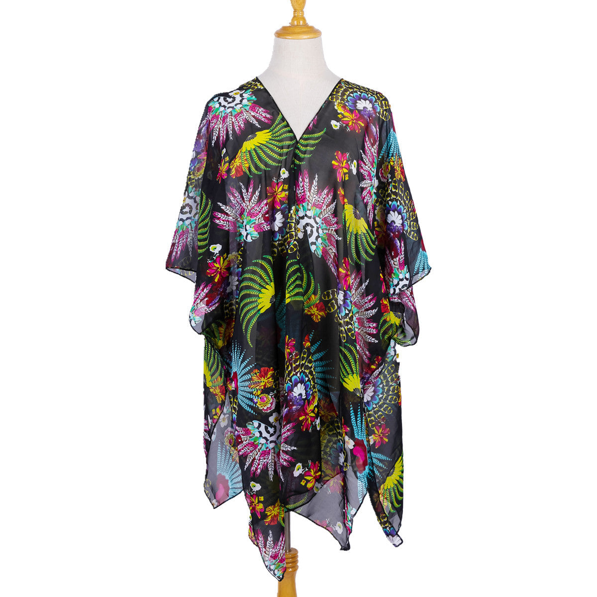 Bohemian Plant Printed Sunscreen Cardigan Beach Cover Up