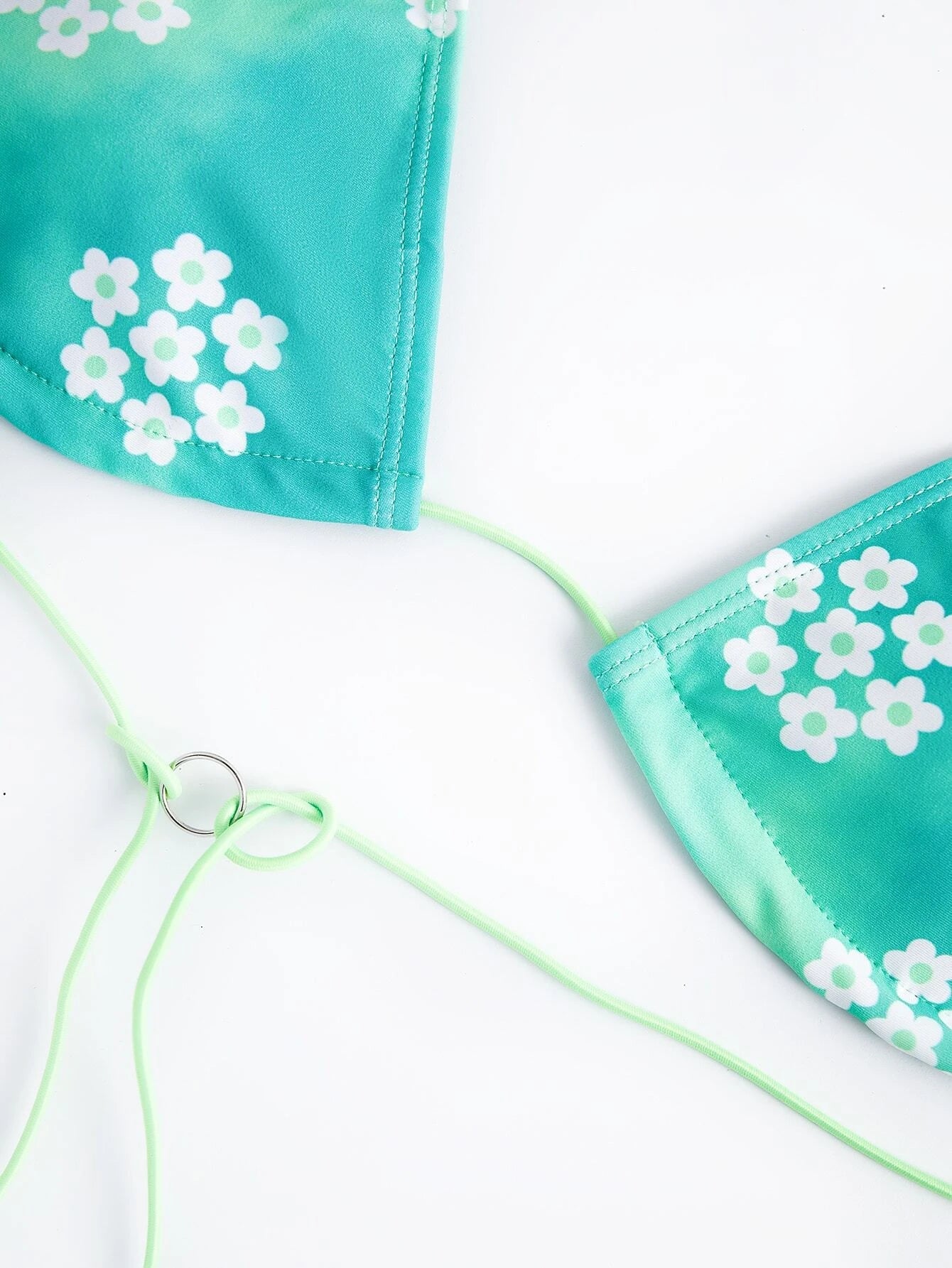 Bikinx Floral Print Criss Cross Halter Bikini Swimsuit Crisscross