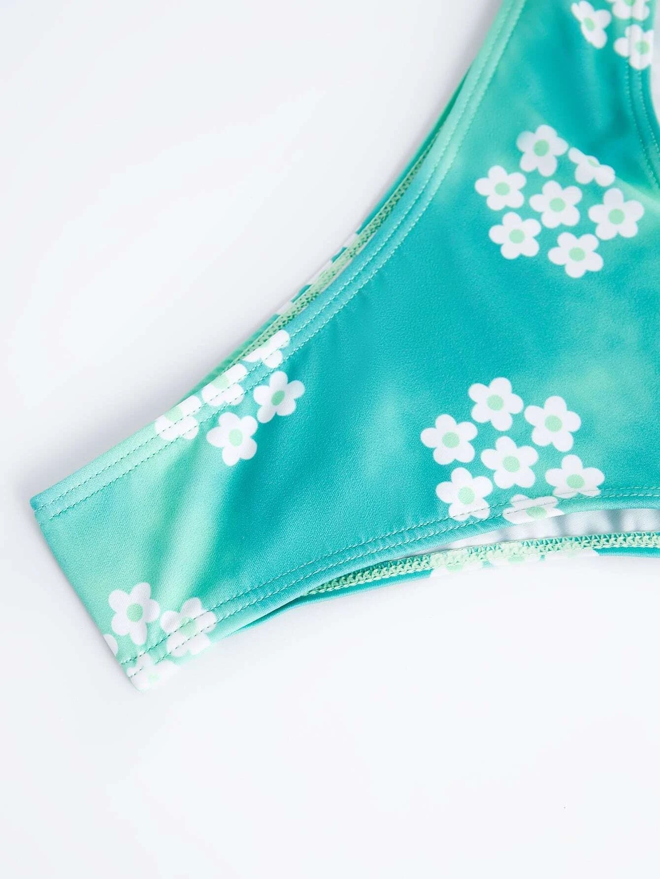 Bikinx Floral Print Criss Cross Halter Bikini Swimsuit Crisscross