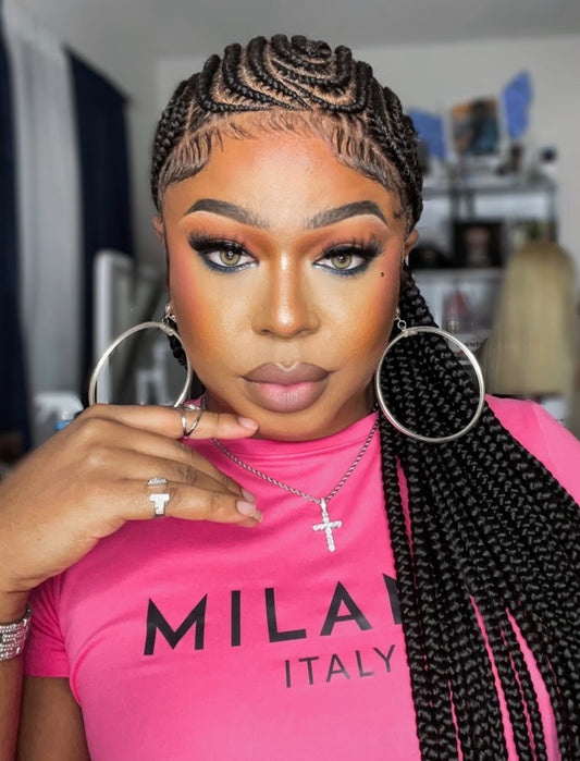 Feeding Braid Wig (Medium Brown Full Lace) Color 1B, Waist Length - Sharon