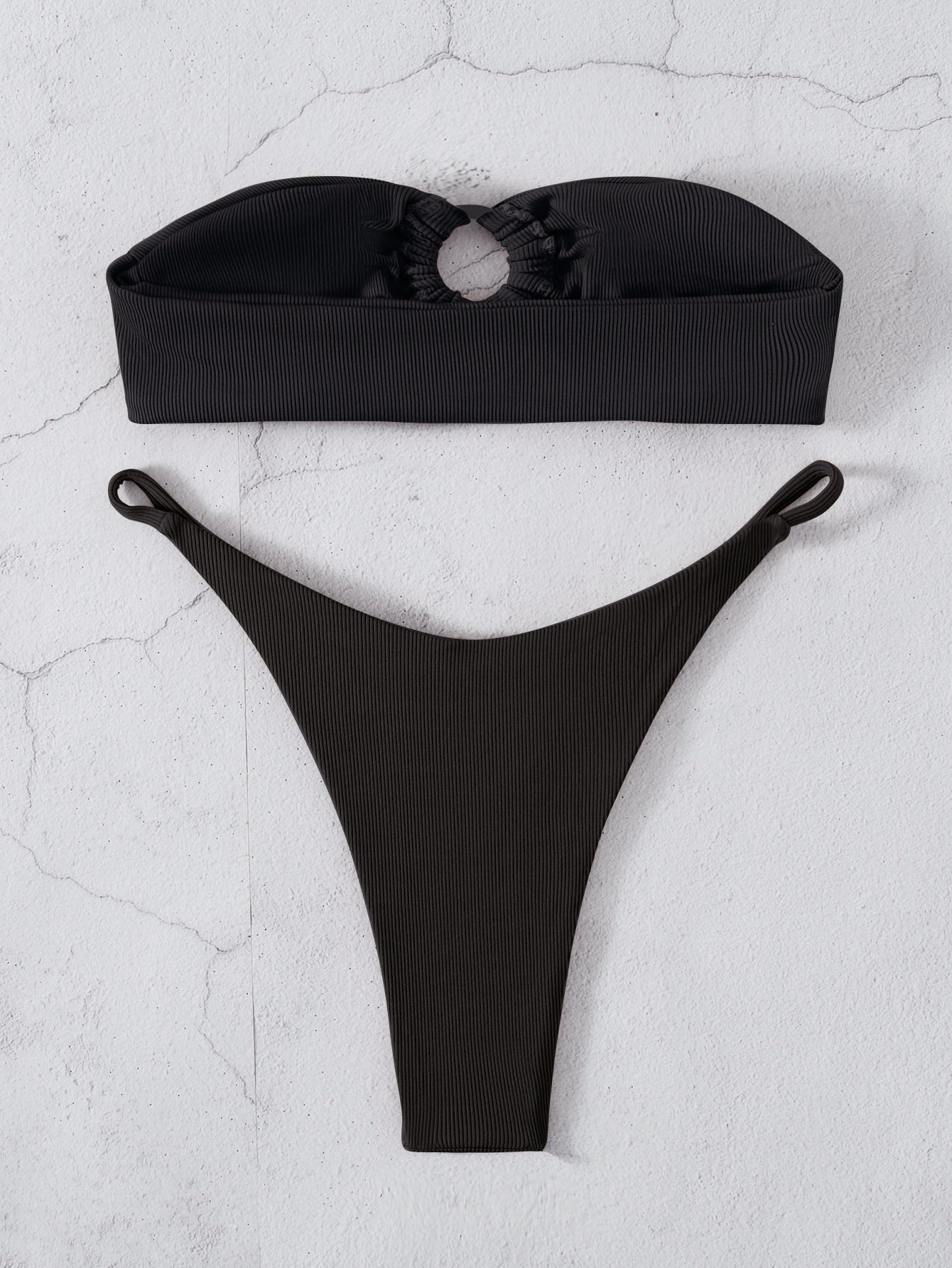 Swimwear Solid Color Flat Chest Bikini Set French Sexy Bikini Swimsuit