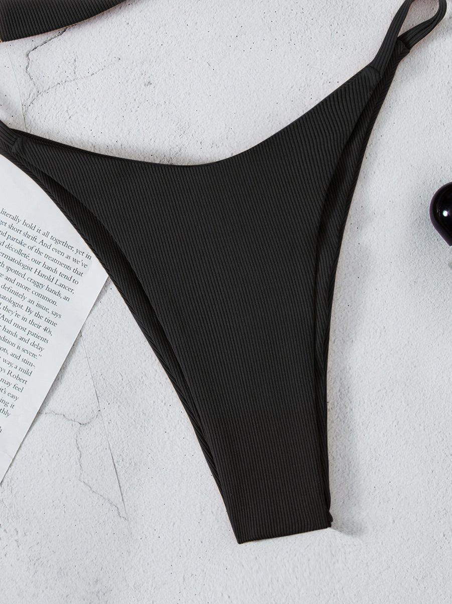 Swimwear Solid Color Flat Chest Bikini Set French Sexy Bikini Swimsuit