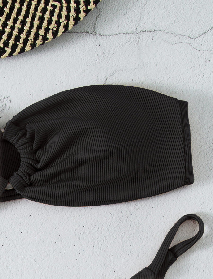 Swimwear Solid Color Flat Chest Bikini Set French Sexy Bikini Swimsuit