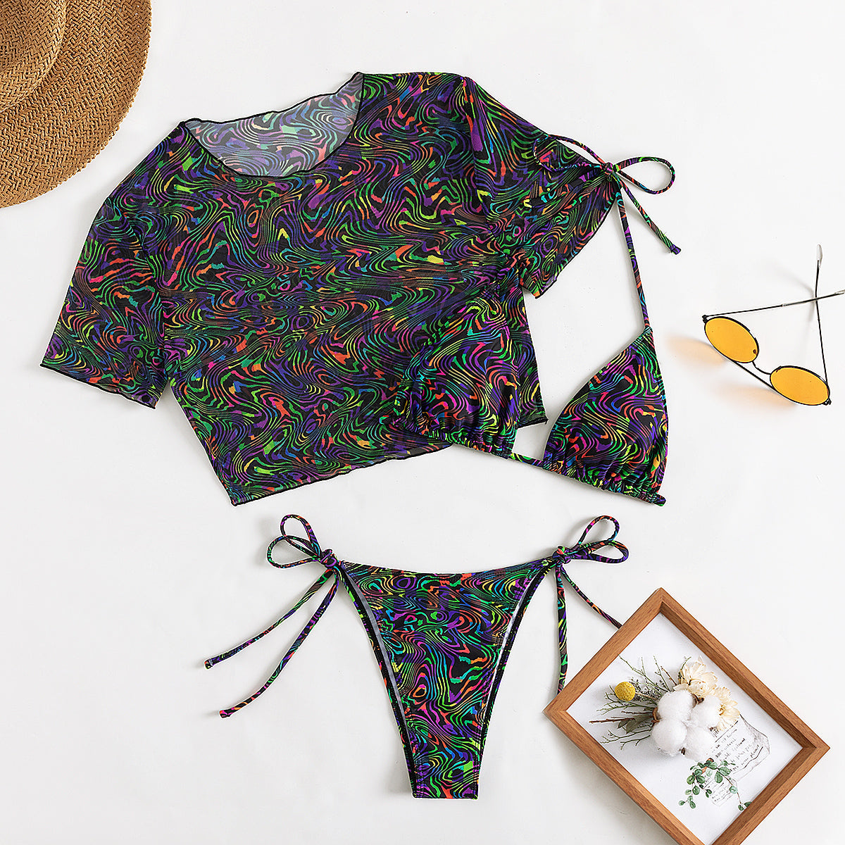 Swimwear Three Piece Split Swimwear Blouse Sun Protection Bikini Three Point Swimsuit