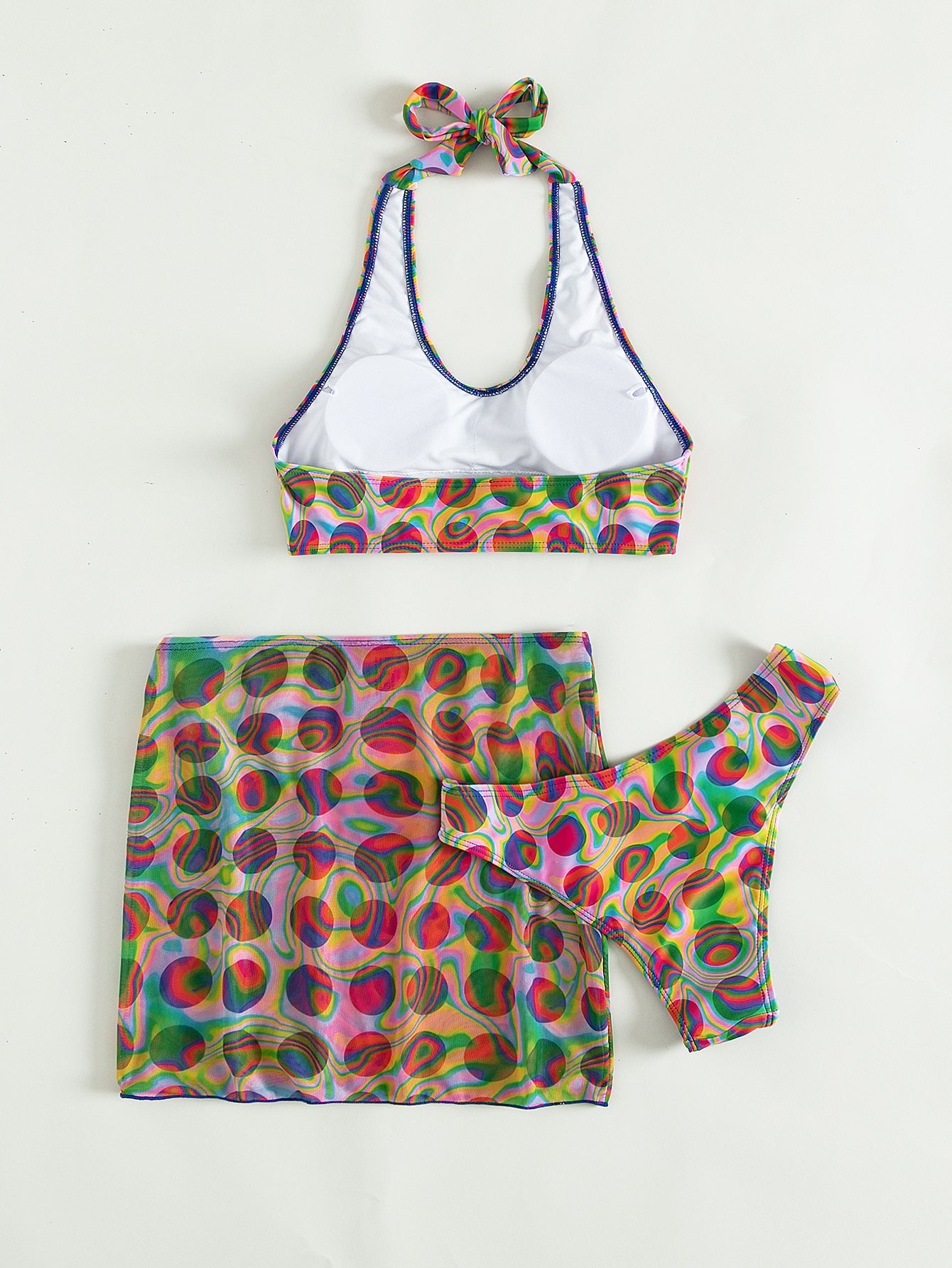 Bikini Set Split Swimsuit Women Halter High Waist Three Piece Swimsuit