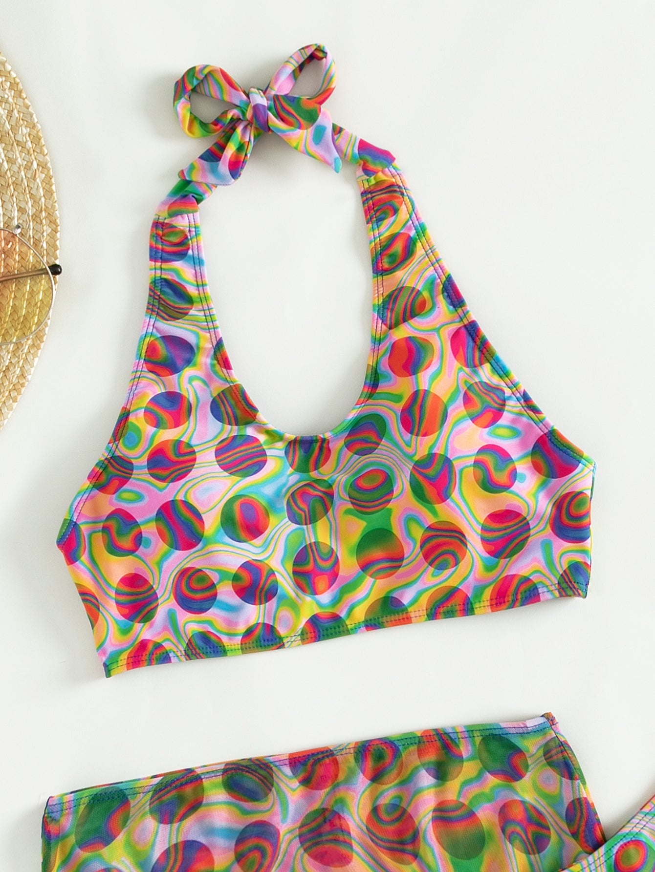 Bikini Set Split Swimsuit Women Halter High Waist Three Piece Swimsuit