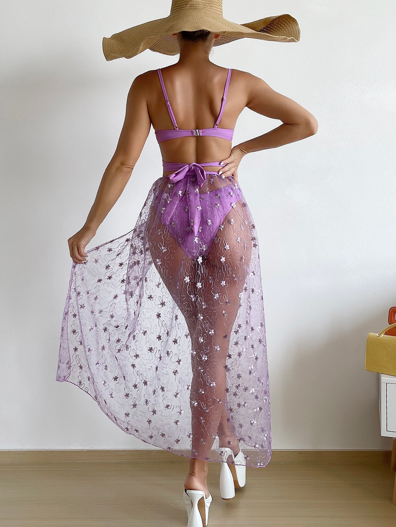 Women Swimsuit Split Steel Ring Bikini Bikini Three Pieces Swimsuit