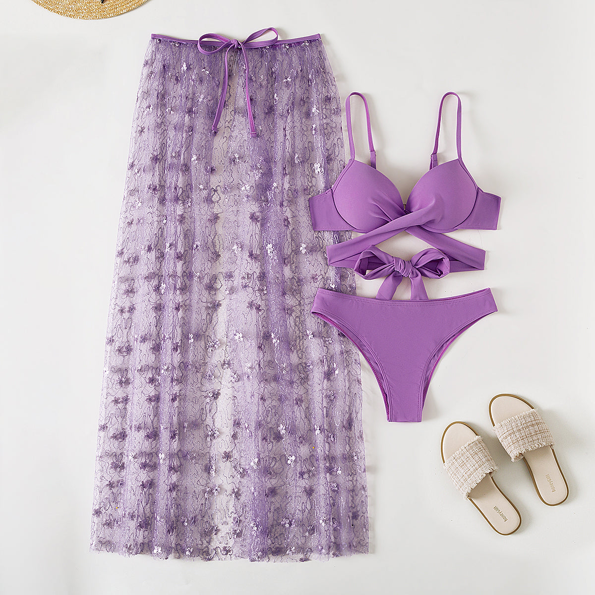 Women Swimsuit Split Steel Ring Bikini Bikini Three Pieces Swimsuit