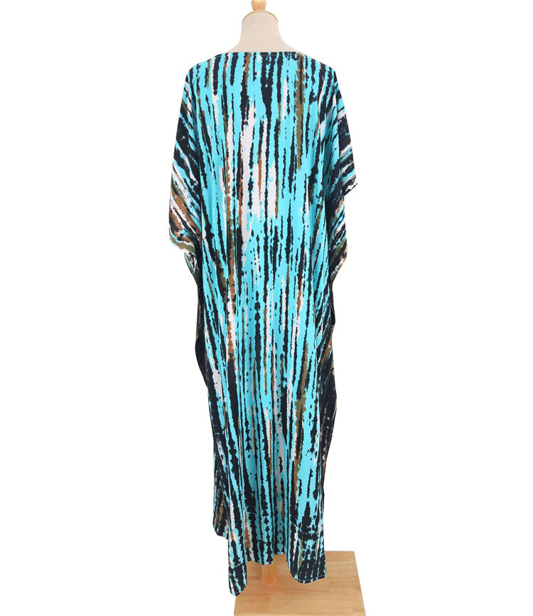 Printed Beach Blouse Loose Robe Vacation Sun Protection Shirt Swimsuit Blouse