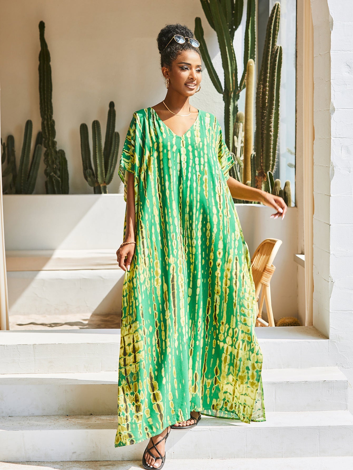 Loose Beach Cover-up Maxi Dress Loose Robe Bikini Swimsuit Outwear Sun Protection Shirt